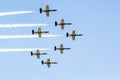 BANGKOK - MARCH 23:Breitling Jet Team Under The Royal Sky Breitling Team and Rayal Thai Air Force Air Show at Donmueang Bangkok Royalty Free Stock Photo