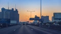 Bangkok Metropolis in beautiful morning sunrise with easy traffic on expressway