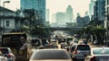 Bangkok morning rush hour heavy traffic.