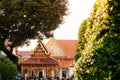 Bangkok National Museum Golden Thai Pavillion of front palace with tourists