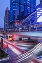 Bangkok at night from autos lights Royalty Free Stock Photo