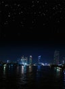 Bangkok night riverside with starry sky Royalty Free Stock Photo