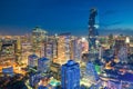 Bangkok night view in business district, Thailand. Bangkok skyscraper.