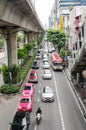 Bangkok, October 2015- congested traffic in Thanon Sukhumvit
