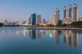 Bangkok office building water front and reflection view Royalty Free Stock Photo