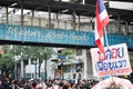 `Bangkok a place for the good life` Thai text over skywalk