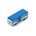 Bangkok public transportation blue bus isometric view pixel design