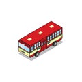 Bangkok public transportation red bus isometric view pixel design