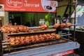 Bangkok Ratchawat Thailand people preparing Thai street food at a food stall with a wok pan stir fry