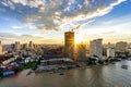 Bangkok river view at Dusk with modern business building along t Royalty Free Stock Photo