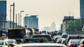 Bangkok morning rush hour heavy traffic. Royalty Free Stock Photo