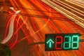 Bangkok rush hour. Intersection, commuter traffic travels at night. Colorful night traffic in the city. The car light trail. Royalty Free Stock Photo
