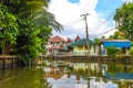 Bangkok\'s Thonburi side,Thailand on June5,2021:Waterfront and rural atmosphere at Khlong Bang Phrom