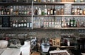 Bangkok - Sep. 2, 2018: Bottles of alcohol and spirits at a restaurant bar.