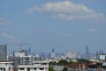 Bangkok skyline with blue sky. Clean and fresh air.