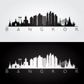 Bangkok skyline and landmarks silhouette.