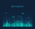 Bangkok skyline trendy vector illustration linear