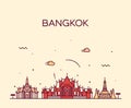 Bangkok skyline trendy vector illustration linear Royalty Free Stock Photo
