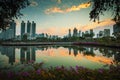 Bangkok skyscraper against beautiful morning sky Royalty Free Stock Photo