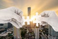 Bangkok skyscraper and Bangkok skyline during sunrise at morning Royalty Free Stock Photo