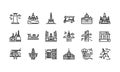 Bangkok symbols and landmarks icon set 1