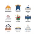 Bangkok symbols and landmarks icons