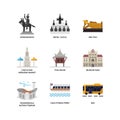 Bangkok symbols and landmarks icons