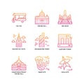 Bangkok symbols and landmarks icons