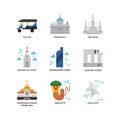 Bangkok symbols and landmarks icons