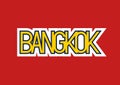 Bangkok text with yellow blue and white typography design elements