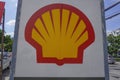Bangkok,Thailad - October 21,2023:Shell logo plays a wide role in petroleum industry and the chemical industry in Thailand