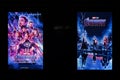 Bangkok, Thailand - Apr 28, 2019: Avengers Endgame movie advertisement on two LED screens. Cinema theatre promotional advertising