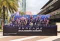 Bangkok, Thailand - Apr 25, 2019: Avengers Endgame movie backdrop display on street. Cinema theatre promotional advertisement