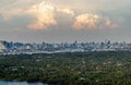 Beautiful view of Bangkok city, Beauty skyscrapers along Chaopraya river in the evening Royalty Free Stock Photo