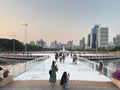 Bangkok, Thailand. 7 Apr, 2024: People taking photograph at benjakitti park Royalty Free Stock Photo