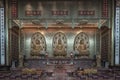 Three Buddha images inside Fo Guang Shan Thaihua Temple