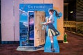 Beautiful standee of movie characters of Japanese manga and anime Suzume no Tojimari Displays at the cinema to promote the movie