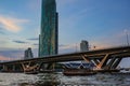 Bangkok City with Sunset sky and Chao praya river.bangkok Thailand Royalty Free Stock Photo