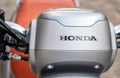 BANGKOK, THAILAND - APRIL 03, 2019: Honda Logo on a new 2019 Honda Scoopy i Club 12 Motor Scooter Royalty Free Stock Photo