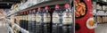 BANGKOK, THAILAND - April 23: Kikkoman soy sauce fully stocked on the shelves of Makro wholesale supermarket on April 23, 2023