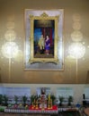 Bangkok,Thailand -April 28, 2019 : King Rama 9 His Majesty King Bhumibol Adulyadej & Queen Image at the Hall of Ramathibodi Hos