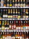 A lot of wines on shelf for sale in the Top supermarket Royalty Free Stock Photo