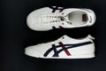 Bangkok, Thailand - April 4, 2023 : New white shoe from Onitsuka Tiger model MEXICO 66 SD. Casual sneakers