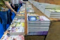 Bangkok, Thailand - April 6, 2019 : Piles of books at Bangkok International Book Fair at Queen Sirikit National Convention Center Royalty Free Stock Photo