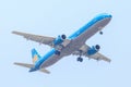 Plane of Vietnam Airlines on the sky landing to Suvanabhumi airport.