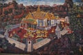 Bangkok ,Thailand, April 16, 2022: The Ramakian mural paintings at the Temple of the Emerald Buddha, grand palace ,wat phra kaew Royalty Free Stock Photo