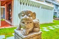 The stone foodog at Chinese shrine in National Museum in Bangkok, Thailand