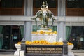 Bangkok, Thailand - April 22, 2023: Statue of Indra on the Erawan elephant at Thewarat Kunchorn Worawihan Temple