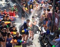 Bangkok, Thailand - April 15: Tourists shooting water guns and h Royalty Free Stock Photo