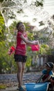 BANGKOK THAILAND - APRIL14,2018 : unidentified thai girl playing